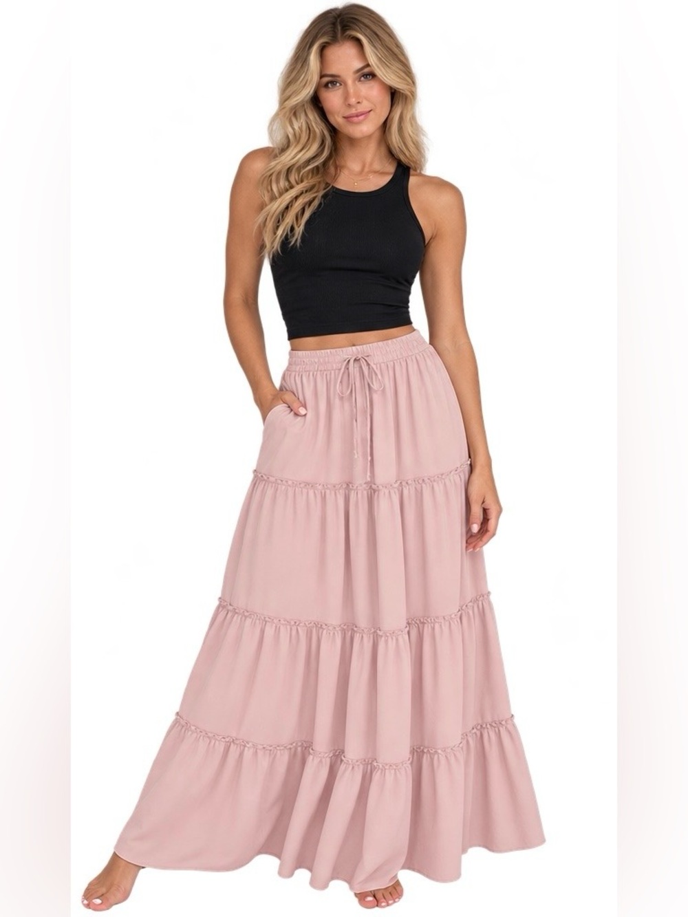 Tiered Maxi Skirt- Tan